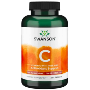 Swanson Vitamin C + Extrakt z Šípků, 500 mg, 250 tablet