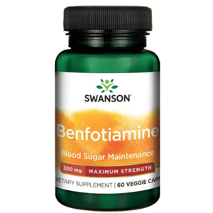 Swanson Benfotiamine (vitamín B1), 300 mg, 60 rostlinných kapslí