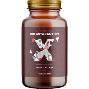 BrainMax Astaxanthin (Astaxantin) BIO, 8 mg, 60 rostlinných kapslí Nejsilnější antioxidant prostupující do všech tkání, doplněk stravy, *CZ-BIO-001 certifikát