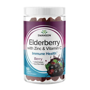 Swanson Elderberry gummimes, Bezinka s vitamínem C a zinkem, 60 gumových bonbónů