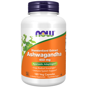 Now® Foods NOW Ashwagandha (Vitánie snodárná) extrakt, 450 mg, 180 rostlinných kapslí