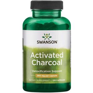 Swanson Activated Charcoal (Aktivní uhlí), 520 mg, 120 kapslí /  Poškozený obal