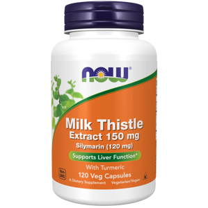 Now® Foods NOW Milk Thistle Extract with Turmeric, Ostropestřec mariánský extrakt s kurkumou, 150 mg, 120 rostlinných kapslí