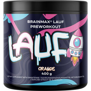 BrainMax LAUF Preworkout, s kofeinem, 400 g Příchuť: Červený pomeranč Předtréninkovka pro podporu výkonu s kofeinem, STIM, doplněk stravy