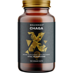 BrainMax Chaga extrakt, 50 % polysacharidů a 20 % beta-1,3/1,6 D-glukanů, 500 mg, 100 rostlinných kapslí Extrakt z plodnice Chagy sibiřské