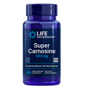 Life Extension Super carnosine, karnosin, 500 mg, 60 rostlinných kapslí Vitamin B1 a antioxidant pro podporu regeneraci svalů / Expirace 11/2023