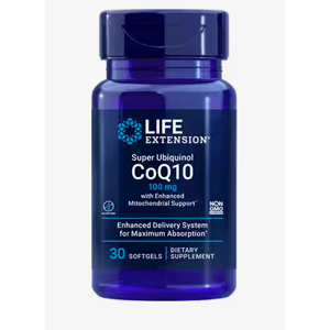 Life Extension Super Ubiquinol CoQ10 with Enhanced Mitochondrial Support, koenzym Q10, 100 mg, 30 kapslí Podpora srdce, zdaví mitochondrií a produkce energie