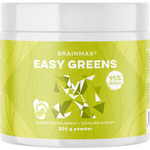 BrainMax Easy Greens, Limetka, 300 g Směs zelených potravin s BIO kurkumou, stévií a citronovou trávou