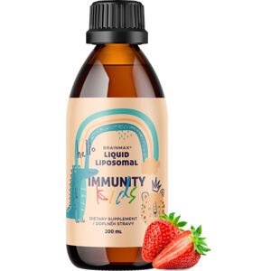 BrainMax Dětský lipozomální komplex vitamínů, pro podporu imunity, jahoda, 200 ml BrainMax Liquid Liposomal Immunity Kids