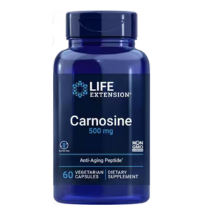 Life Extension Carnosine, karnosin, 500 mg, 60 rostlinných kapslí Vitamin B1 a antioxidant pro podporu regeneraci svalů / Expirace 11/2023