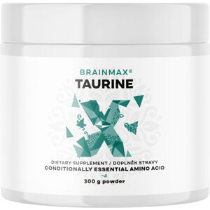BrainMax Taurine Powder, Taurin v prášku, 300 g Aminokyselina podporující energii, funkce svalů, mozku i srdce, 100 dávek, doplněk stravy