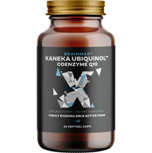 BrainMax Koenzym Q10, Ubiquinol, Kaneka, 100 mg, 60 softgel kapslí Patentovaná aktivní forma koenzymu Q10 pro energii a zdraví oběhové soustavy. //  Doplněk stravy //