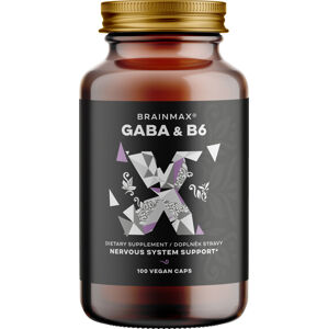 BrainMax GABA & B6, 700 mg, 100 rostlinných kapslí Gama-aminomáselná s aktivní formou vitamínu B6 Pyridoxal-5-fosfát