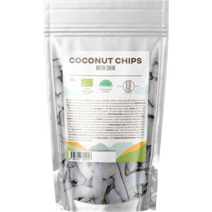 BrainMax Pure Coconut Chips with skin, Kokosové chipsy se slupkou, BIO, 100 g *CZ-BIO-001 certifikát