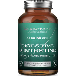 Vesantech Digestive, probiotika s enzymy, 50 miliard CFU, 30 enterosolventních kapslí Doplněk stravy