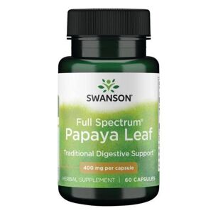 Swanson Papaya Leaf, List Papáji, 400 mg, 60 kapslí Doplněk stravy