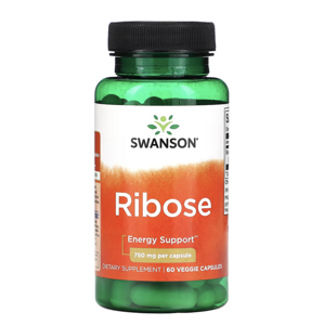 Swanson Ribose, ribóza, 750 mg, 60 rostlinných kapslí Doplněk stravy
