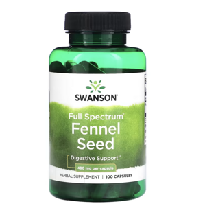 Swanson Full Spectrum Fennel Seed, římský kmín, 480 mg, 100 kapslí Doplněk stravy