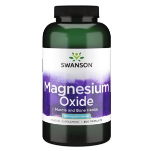 Swanson Magnesium Oxide, hořčík, 200 mg, 250 kapslí Doplněk stravy