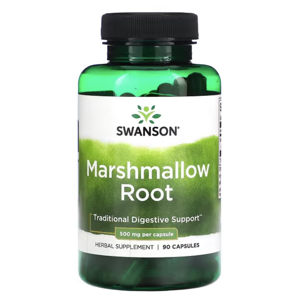 Swanson Marshmallow Root, proskurník kořen (podpora trávení), 500 mg, 90 rostlinných kapslí Doplněk stravy
