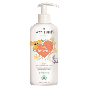 Attitude - Dětské tělové mýdlo a šampon 2v1 - Baby leaves s vůní hruškové šťávy, 473ml