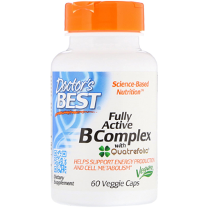 Doctor's Best Fully Active B komplex, (Vitamíny B a kyselina listová v aktivovaných formách) 60 rostlinných kapslí
