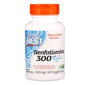 Doctor's Best Benfotiamine with BenfoPure (vitamin B1), 300 mg, 60 rostlinných kapslí