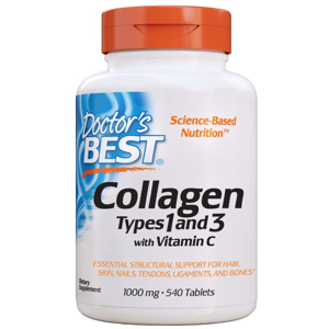 Doctor's Best Doctor’s Best Kolagen prášek, Typ I & III s vitamínem C, 1000 mg, 540 tablet