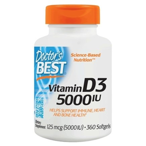 Doctor's Best Doctor’s Best Vitamin D3, 5000 IU, 360 kapslí