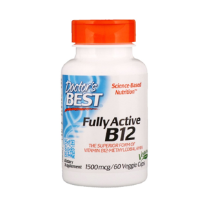 Doctor's Best Fully Active Vitamin B12 (Metylkobalamin - aktivovaná forma) 1500 mcg, 60 rostlinných kapslí