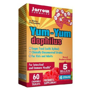 Jarrow Formulas Jarrow Yum-Yum Dophilus 5 milard organismů (Probiotika pro děti), Malina, 60 žvýkacích pastilek