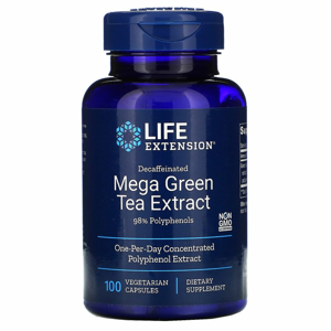 Life Extension Caffeinated Mega Green Tea Extract, extrakt ze zeleného čaje, 100 rostlinných kapslí