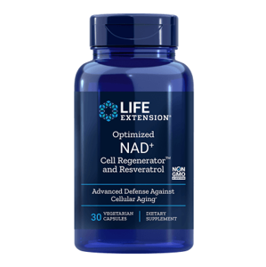 Life Extension Optimized NAD+ Cell Regenerator™ and Trans-Resveratrol, Nikotinamid a Trans-Resveratrol, 30 rostlinných kapslí
