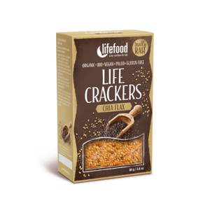 LifeFood - Life Crackers lněné s chia nesolené BIO, 80 g CZ-BIO-002 certifikát