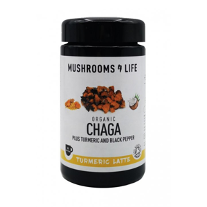 Mushrooms 4 Life Kokosové latté s houbou Chaga, kurkumou a černým pepřem, 120 g