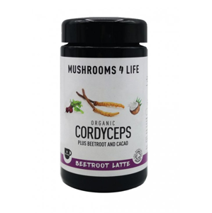 Mushrooms 4 Life Kokosové latté s houbou Cordyceps, červenou řepou a raw kakaem, 130 g