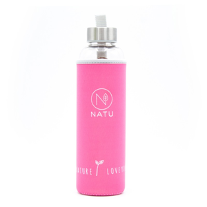 NATU - Skleněná lahev v růžovém termo obalu, 550ml