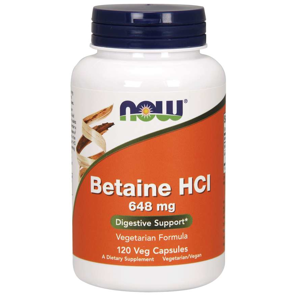 Now® Foods NOW Betaine HCl, vegetariánský, 648 mg, 120 rostlinných kapslí