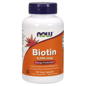 Now® Foods NOW Biotin, 5000 ug, 120 rostlinných kapslí