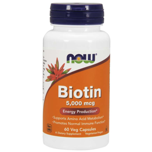 Now® Foods NOW Biotin, 5000 ug, 60 rostlinných kapslí