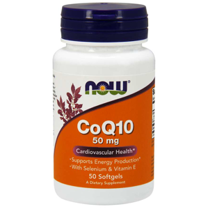 Now® Foods NOW CoQ10, se selenem a vitamínem E, 50 mg, 50 softgelových kapslí
