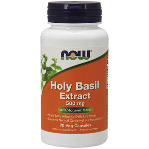 NOW® Foods NOW Holy Basil Extract (Bazalka indická), 500 mg, 90 rostlinných kapslí