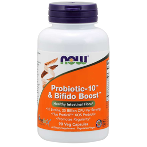 Now® Foods NOW Probiotic-10 Bifido Boost (probiotika) 10 kmenů, 25 mld CFU, 90 rostlinných kapslí