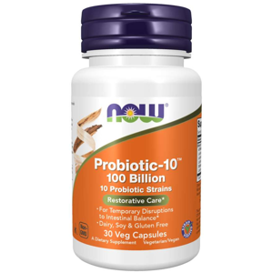Now® Foods NOW Probiotic-10, probiotika, 100 miliard CFU, 10 kmenů, 30 rostlinných kapslí