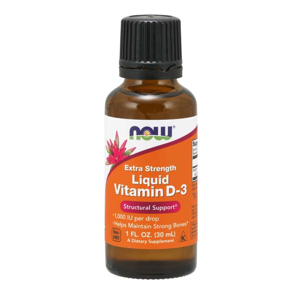 Now® Foods NOW Tekutý vitamin D3 Extra silný, 1000 IU v 1 kapce, cca 1071 dávek, 30 ml
