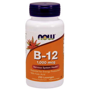 Now® Foods NOW Vitamin B12 with Folic Acid (Vit B12 a Kyselina listová), 1000 mcg, 250 pastilek