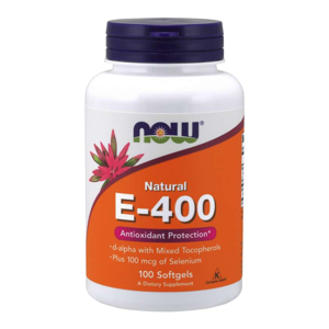 Now® Foods NOW Vitamin E 400 IU with Selenium (d-alfa a smíšené tokoferoly + selen), 100 softgelových kapslí