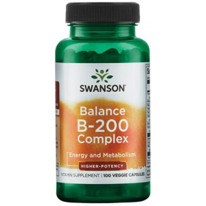 Swanson Balance B-200, Vitamíny B s lepší vstřebatelností, 100 rostlinných kapslí