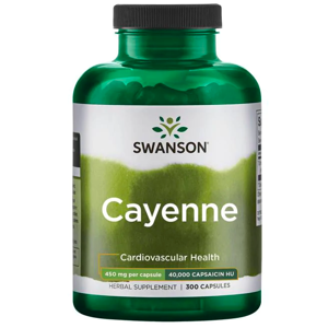 Swanson Cayenne (Kajenský pepř), 450 mg, 300 kapslí