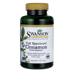 Swanson Full Spectrum Cinnamon 375 mg (širokospektrální přípravek ze skořice), 180 kapslí Expirace 2/2021